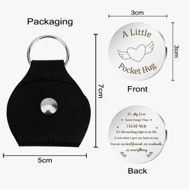 Pocket Hugs Token Valentines Long Distance Relationship Gifts for Men Women Boyfriend Girlfriend Her Him Husband Wife Valentines I Love You To My Love Gifts for Boyfriend Husband Keychain with Leather