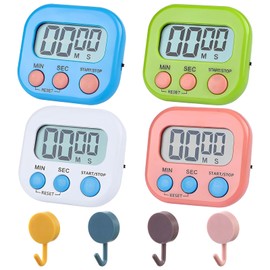 Neyeau Kitchen Timer 4 PCS Kitchen Timers for Cooking Timers for Cooking Timer for Kids Kitchen Timers Comes with 4 Small Hooks for Baking Kitchen Study Sports Training Counting