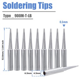 Mesee 10Pcs Soldering Iron Tip Set, 900M Soldering Tips Replacement Fine Solder Gun Tips Welding Head Tool Accessory Compatible with Hakko, Radio Shack, TENMA, ATTEN, Aoyue, Yihua Solder Station
