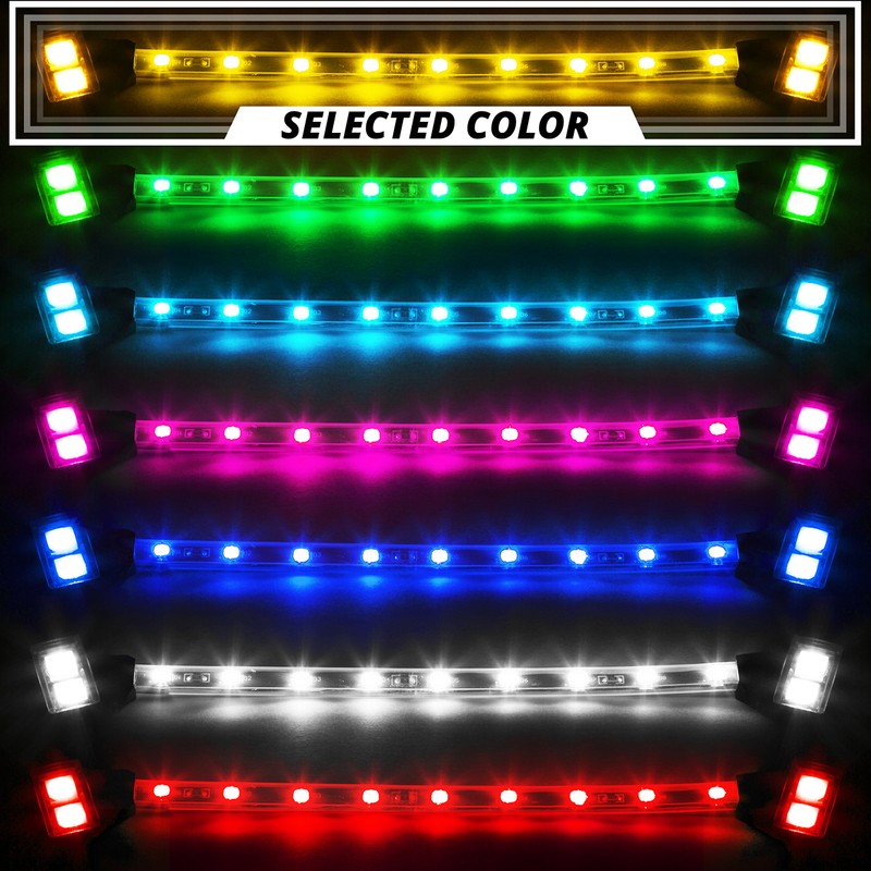 AMBER 8 POD 2 STRIP LED Universal Motorcycle Accent Neon