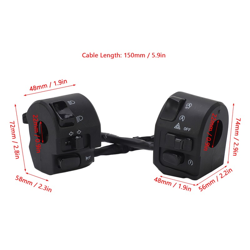 Motorcycle Handlebar Switch 7/8inch Light Trumpet Universal Handlebar Switch Replacement