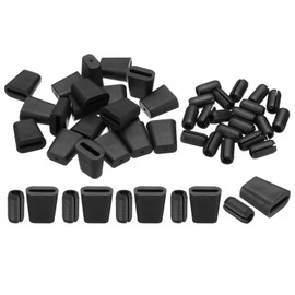 PATIKIL Kitchen Sink Rack Feet, 20Set 19 x 18 mm Rubber Square Sink Protector Feet with 6mm ID x 10mm OD Bumpers Cover for Sink Rack Grid Replacement Parts, Black