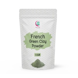 Yogis Gift - Arcilla verde francesa de 1 libra  Limpiador facial profundo  Máscara facial orgánica suavizante  Máscara desintoxicante natural  Argile 