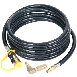 ATKKE 12 FT RV Quick Connect Propane Hose for RV to Grill, RV Propane Extension Hose for 17' and 22' Blackstone Griddles with Elbow Adapter