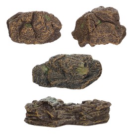 Milisten Realistic Miniature Stones for Garden Decor 4 Pack PVC Simulation Rocks for Fairy Garden and Micro Landscape
