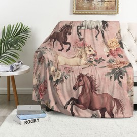 Horse Throw Blanket Soft Warm Cozy Horses Blankets Fuzzy Plush Fleece Horse Blanket Gifts for Couch Bed Sofa Home Decor 40''X50''