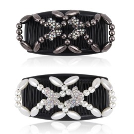 EIHI Pack of 2 Women's Hair Accessories - Butterfly & Dragonfly Hair Comb for Plug, Fashionable Stretchy Hair Clip for Thick or Fine Hair, Versatile Hairstyles Hair Accessories in Black & White