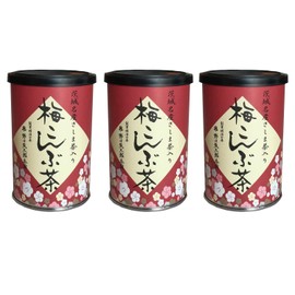 Plum Kelp Tea Plum Kobu Tea Noguchi Kumataro Tea Garden with Ibaraki Specialty Sashima Tea, Plum Kombu Tea, 2.8 oz (80 g) (40 g x 2 Bags), Set of 3 Cans