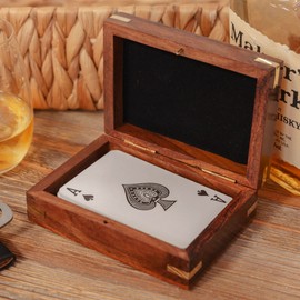 Harvey Makin Playing Cards and Decorative Wooden Box - Rosewood Wooden Box with Brass Details