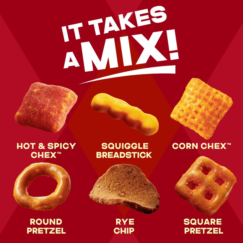 Chex Mix Hot and Spicy Savory Snack Mix, Family Size,