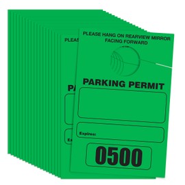 Better Office Products Parking Permit Hang Tags, 500 Pack, Temporary Parking Passes, Bulk Pack, Custom Passes Numbered 1-500, 3.15" x 4.75" Placards for Rearview Mirror (Green)