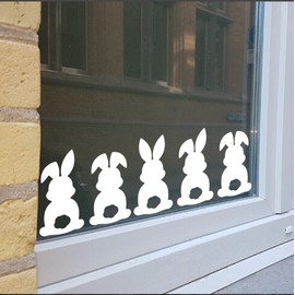 Set of 12 Easter Bunnies Window stickers for kids, White Static Cling, Nursery Room Spring Decor (Medium - 9cm tall)