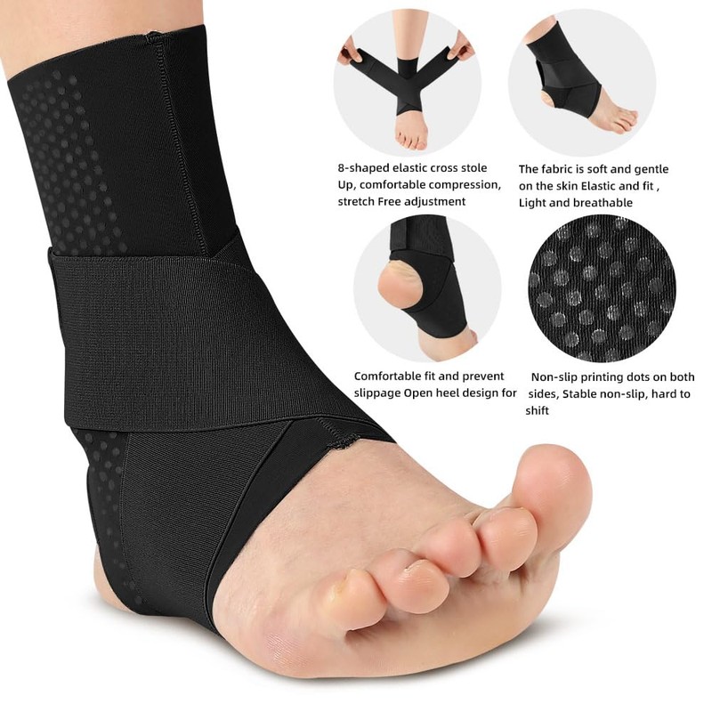 Adjustable Compression Ankle Brace for Sprained Ankle, Strong Support, Breathable
