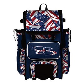 Boombah Superpack Hybrid Rolling Bat Bag - USA Independence Navy/Red/White - Wheeled & Backpack Version