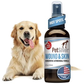 PetSilver Wound & Skin Spray - Dog Wound Spray, Hot Spot, Allergy Relief for Dogs, Itch Spray for Cats - Natural Skin Soother - Chelated Silver, Superior to Colloidal Silver - Made in USA - 4 fl oz