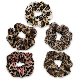 Pack of 5 Leopard Print Retro Hair Bobbles Elastic Hair Ties Women Hair Accessories Hair Fixing Hair Ties Fashion Hair Accessories