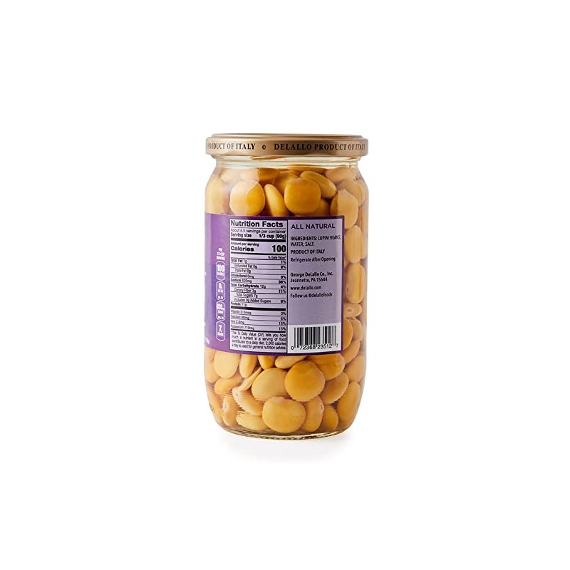 DeLallo Imported Lupini Beans, 25.4oz Jar, 4-Pack