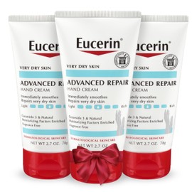 Eucerin Advanced Repair Hand Cream, Immediately Soothes and Repairs Very Dry Skin, Fragrance Free, Non Greasy, Fast Absorbing, Travel Size Hand Lotion, 2.7 Oz Tube, Pack of 3