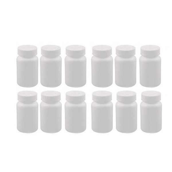 12PCS Plastic Round Pill Container Bottles-Medicine Tablet Capsule Storage Holder Pill Dispenser Bait Holder Organizer(White) (150ml)
