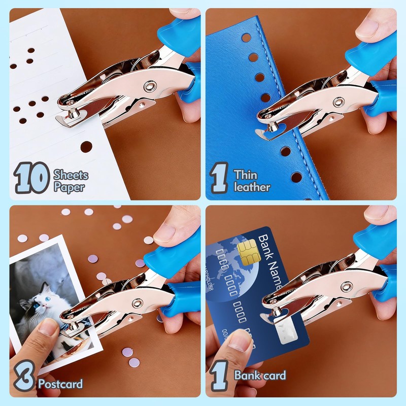 2 Pcs Hole Punch, 1/4" and 1/8" Hole Puncher with