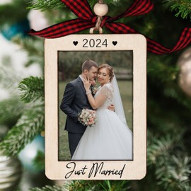 Just Married Picture Frame Ornament, Couple Picture Frame Ornament, First Christmas Married Ornament 2024, Just Married Gift for The Couple, Wedding Ornament 2024, Just Married Photo Frame Ornament