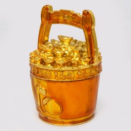 Juanxian Feng Shui Decorating Figurine Yellow “TAI KAT TAI LEY” Buckets Of Gold & Good Fortune LuckyFengshui Gift Attract Wealth Bring Good Luck