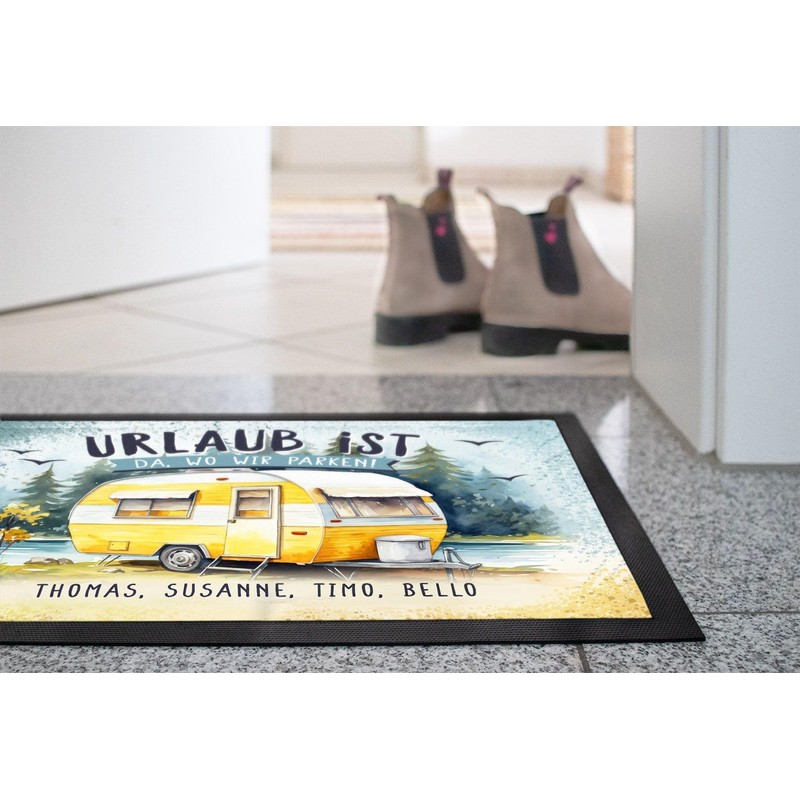 SpecialMe® Doormat Camping Saying Urlaub ist da wo wir parken