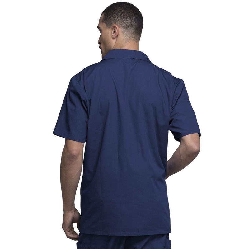Cherokee Workwear Scrubs Men's Zip Front Jacket, Navy, 4X-Large