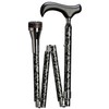 PHYSIO ORNAMENT Folding Stick, Derby Handle, Solid Beech Wood, Black,