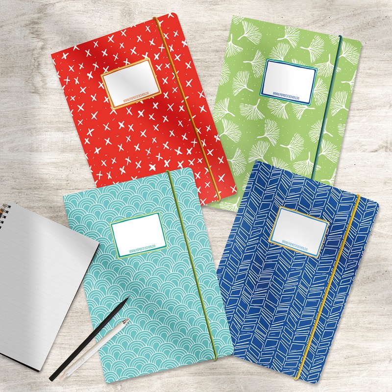 Papierdrachen 4 High-Quality Plastic-Free School Folders with Elastic Band in