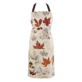 DII Unisex Fall & Thanksgiving Kitchen Apron, Adjustable Long Waist Ties with Large Pockets, Autumn Botanical