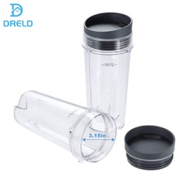 16oz Blender Cup with Seal Cup Lids Compatible with Nutri Ninja, Replaces BL740 BL770 BL771 BL773CO BL810 BL820 BL830 BL660 — Blender 16 OZ Single Serve Cup with Lid (2 Pcs)