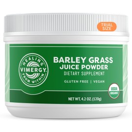 Vimergy Barley Grass Juice Powder Dietary Supplement - 0.8g per Serving (150 Servings) – Clean Superfood Formula – Promotes Cardiovascular Health* – Organic, Vegan & Gluten-Free – Travel Size 120g