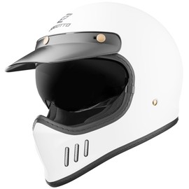 Bogotto FF980 Caferacer Cross Helmet (Matte White, XS)