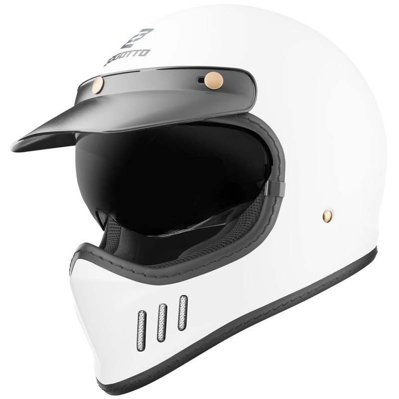 Bogotto FF980 Caferacer Cross Helmet (Matte White, XS)