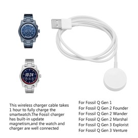 Smartwatch , Portable Charging Dock, Replacement USB Charger Cable for Fossil Q 1, for Fossil Q 2, for Fossil Q 3 Smartwatch (White)
