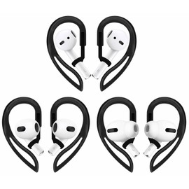 3 Pairs Ear Hooks Compatible with AirPods Pro 2nd 1st and 3 2 1, 360 Angle Rotation Adjustable Length Anti-Slip Sport Earhooks Wing Tips Holder Compatible with AirPods 3 2 1 and Pro 2 1 - Black