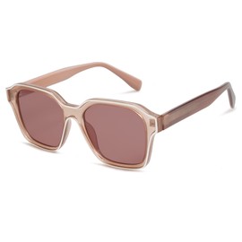 SOJOS Classic Square Sunglasses for Men Women Retro Trendy Shades UV400 Protection SJ2263 with Transparen Brown Frame/Transparent Purple Red Lens