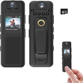 Body Camera with Audio and Video Recording. 180° Rotating Lens Video Recorder, 64GB Mini Body Worn Camcorder,for Personal Civilians, Police Law EnforcementNight Vision, Magnetic Suction and Clamp. - Style: Compact