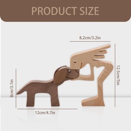 Lotsdonxia Wooden Dog and Puppy Carving Statue – Unique Handmade Craft Puppy Figurine for Creative Home Décor (Girls and Dogs)