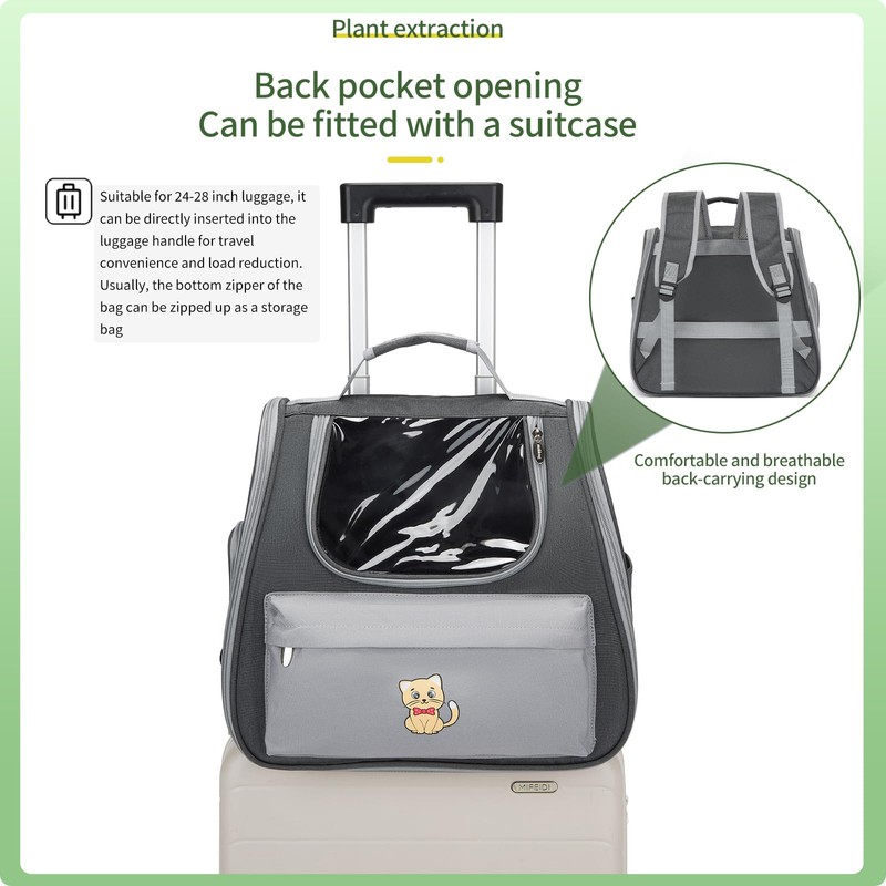 Pet Carrier Backpack with Bubble Window, Astronaut Design, Mint Grey