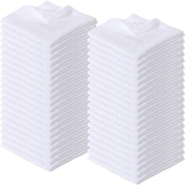 Newwiee 40 Pcs Wash Cloth Bulk Cotton Bath Hand Face Washcloths Soft Quick Drying Towel for Women Bathroom Washing Body Viscose Fiber Multipurpose Fingertip Rags(White,10 x 10 Inch)
