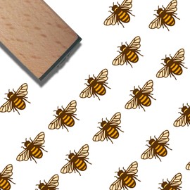 CRASPIRE Bee Wooden Rubber Stamp 3/5 Inch Bumblebee Pattern Mini Small Wood Stamps Reusable Vintage Print for DIY Craft Card Scrapbooking Journaling Albums Card Making Planner Envelope Photo