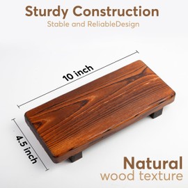 NestCare Wood Riser Bathroom Counter Decor Wooden Sink Stand Pedestal Dispenser Accessory Small Dish Holder Bottle Hand Vanity Raised Footed Decorative Tray soap Kitchen (2 Pack)