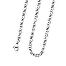 KeyStyle Stainless Steel Chain Necklaces For Rapper, 3mm Thin Curb Chians Necklace, 22 inches
