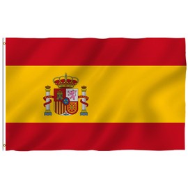 Spain Flag with Eyelets Flag Metal Eyelets Weatherproof Flagpole (150 x 90 cm)