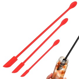 3 Piezas - Espatula Miserable Larga de Silicona con Doble Punta Flexible Pala Reutilizable Preparacion Alimentos Herramienta de Cocina 30cm Delgada (Rojo)