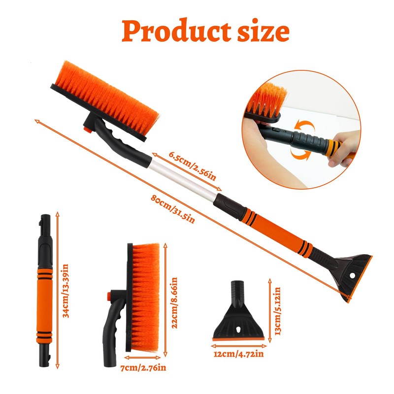 Hyran Car Ice Scraper with Broom Ice Scraper Car Removable