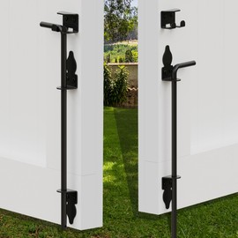 18 Inch Heavy Duty Cane Bolt Gate Drop Rod, Wrought Iron Gate Latch for Wooden Fences Metal Gates Doors, Drop Rod Kit for Double Gate, PVC Vinyl Metal Fences Gate Hardware, Black Finish, 2 Pack