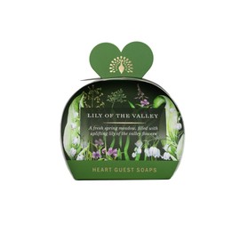 The English Soap Company Packed Guest Soaps, Sandalwood Shea Butter Heart Shaped Soaps, Moisturising Soaps for Face and Body, Lily of the Valley Scent 3 x 20g